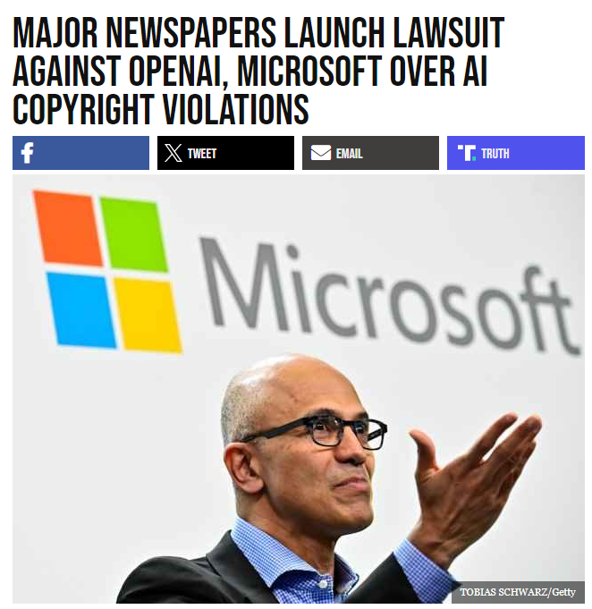 From Breitbart: In a move that could reshape the relationship between news publishers and AI giants, eight prominent newspapers owned by investment firm Alden Global Capital have filed a lawsuit against OpenAI and Microsoft, alleging copyright infringement. At the heart of the