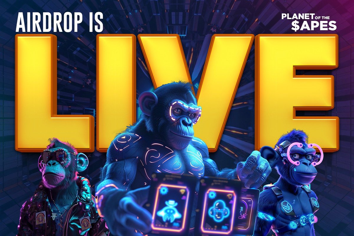 $APES Airdrop open 🪂

Drop your $SOL address 👇

Turn notis on 🔔

Check your wallet in 12 hours