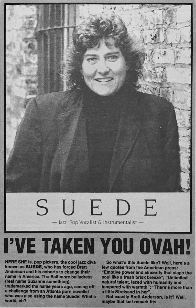 Have you ever wondered why Suede have to be called The London Suede for anything in the USA? Then wonder no more, for the NME had the answer 30 years ago this week… (She’s still going strong in the USA I believe).