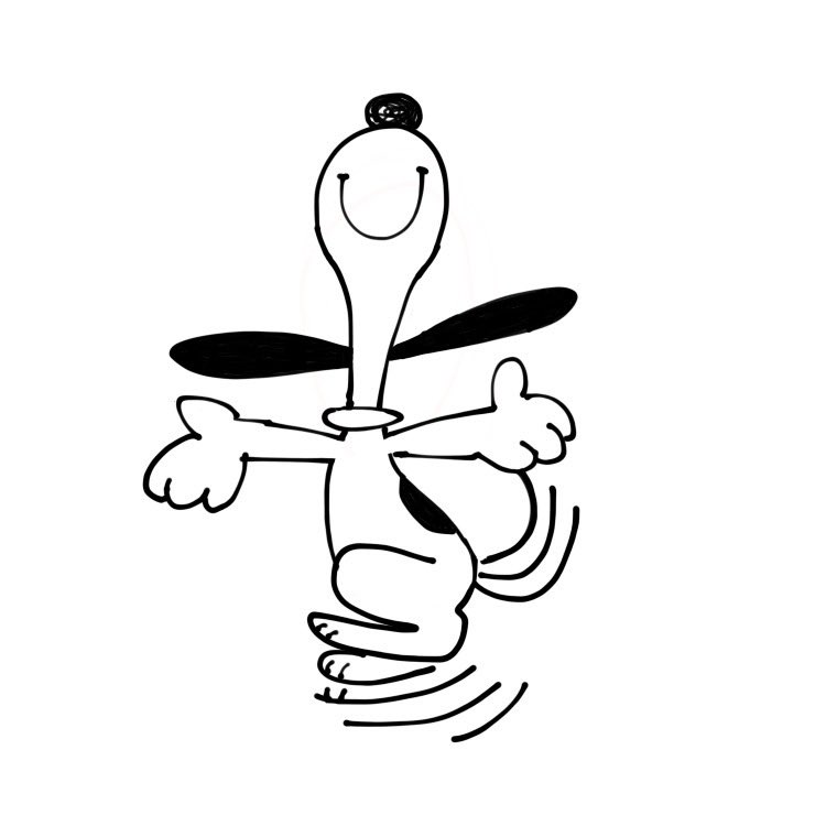 I love when snoopy is happy and he goes like this