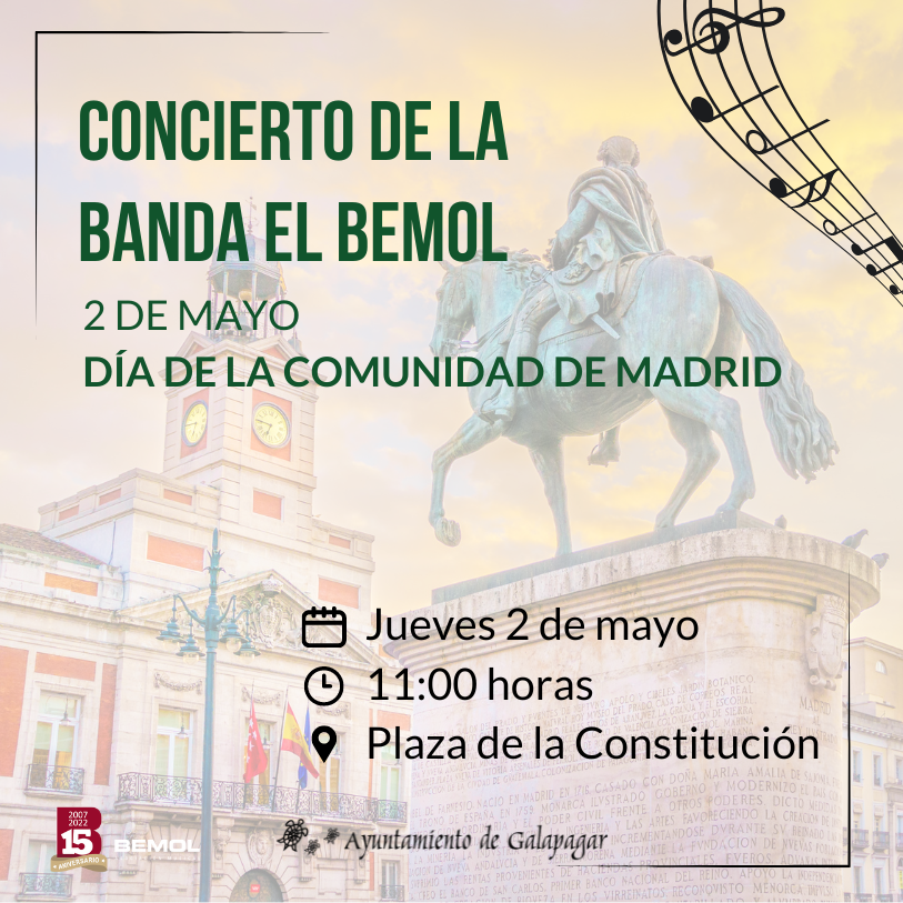 lapedriza360's tweet photo. ℹ️Galapagar  l  cultura
🟥La banda “El Bemol” ofrecerá su tradicional concierto para festejar el 2 de mayo
🖱️https://t.co/4iF70ZdkvT https://t.co/knwlrr9sv2