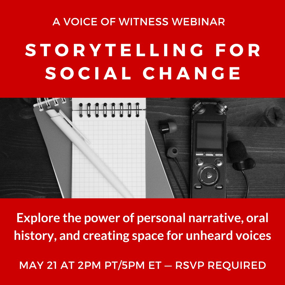 📢 Join us for a free webinar on May 21! 

The event will provide an intro to VOW's ethics-driven storytelling methodology and the use of oral history to document and amplify powerful first-person testimonies.

Register here: bit.ly/VOW-webinar