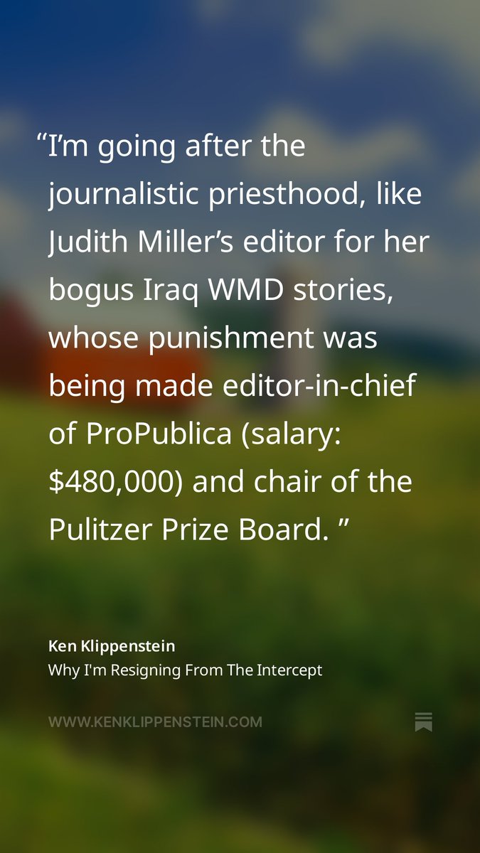 This is just a simple factual error, @kenklippenstein. Steve had left the paper when Judy did the bulk of her spurious Iraq WMD reporting. slate.com/transcripts/bl…