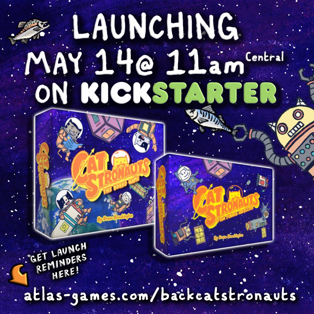 Signed art and plushies for only 10 BACKERS! CatStronauts LAUNCHES TUESDAY AT 11AM Central! Don't miss out on our LIMITED deluxe tier! Let us send you a reminder -  atlas-games.com/backcatstronau…
