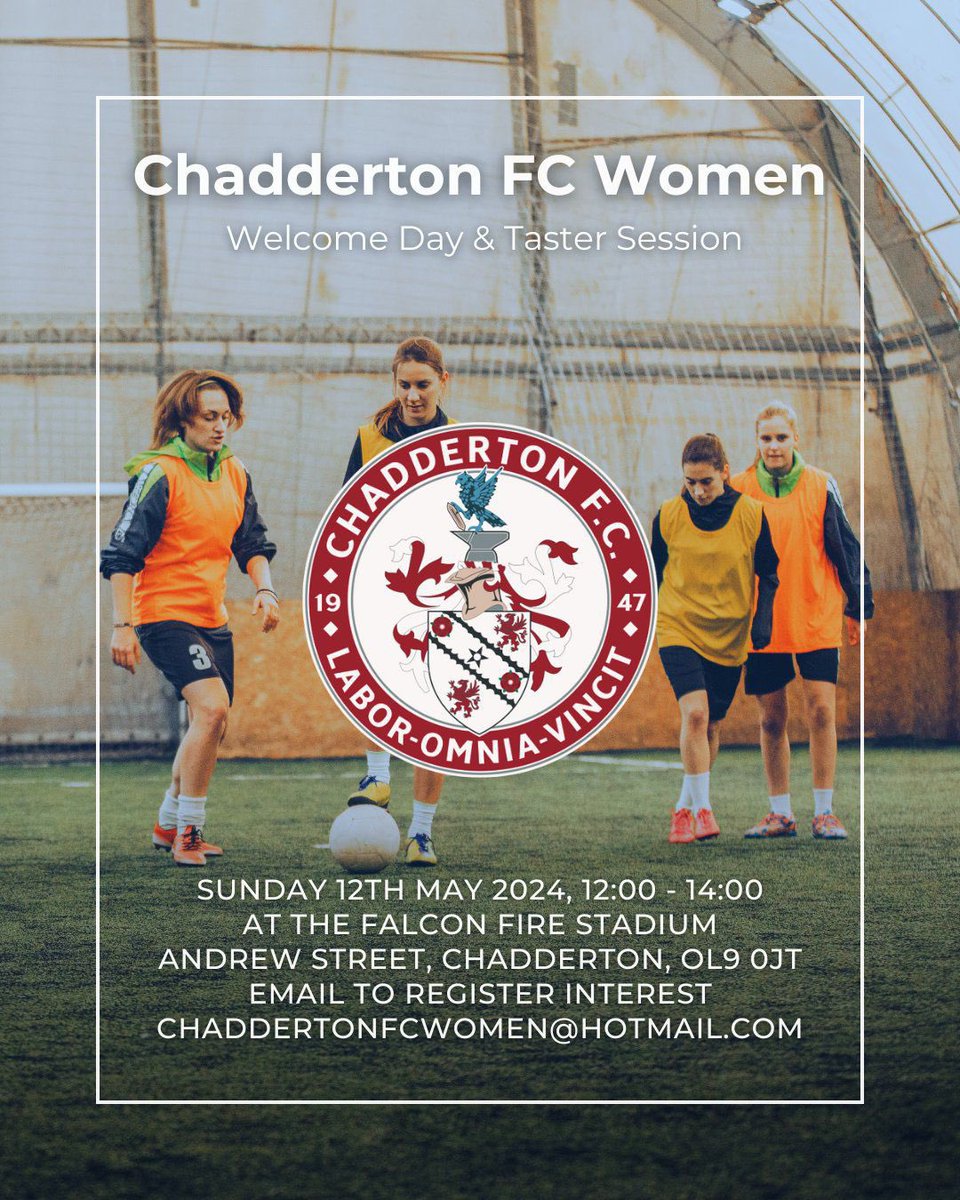 🔴 INVITATION TO OUR OPEN DAY 🔴 Thinning of joining us, but still a little unsure, come down to our open and taster day! Come down and join us, bring your kit and get stuck in! Keep sharing with your friends ⚽️🤞 @ChaddertonFC
