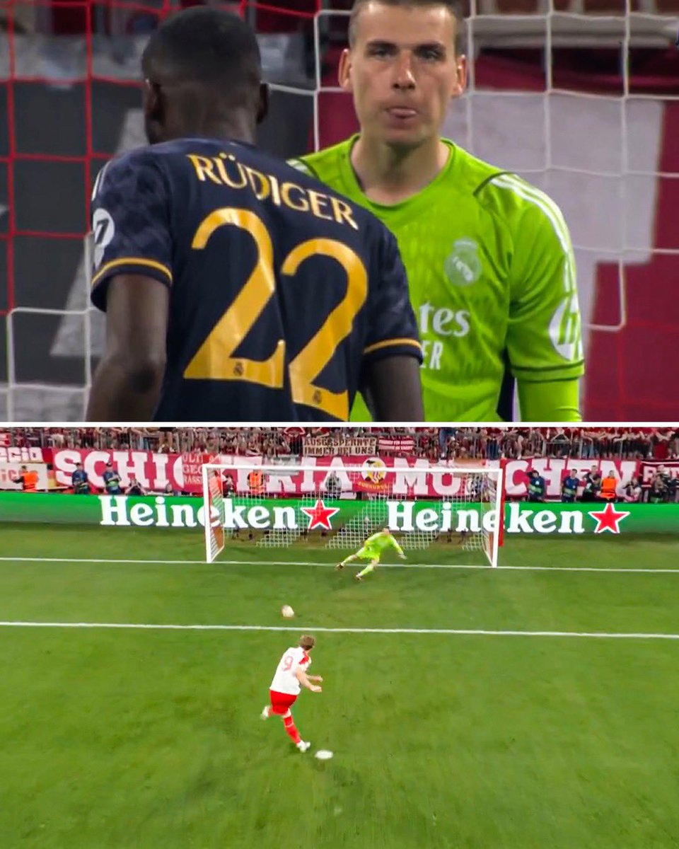 Antonio Rudiger attempted to give Real Madrid goalkeeper Lunin some guidance before Harry Kane took his penalty 😅

The German’s advice didn’t go to plan 😬