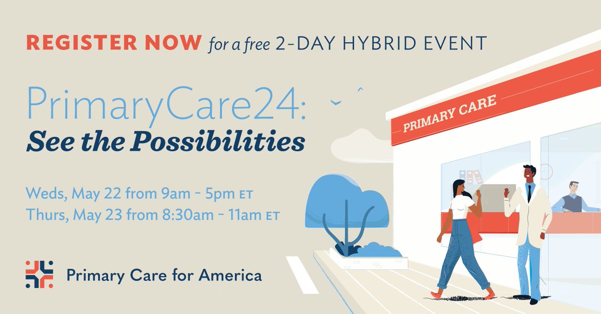 🚨 Have you registered for PrimaryCare24? Across two days, national health care thought leaders will convene in Washington, D.C. and virtually to discuss something we can all get behind: improving access to primary care. Mark your calendars and RSVP TODAY: bit.ly/43SJk31