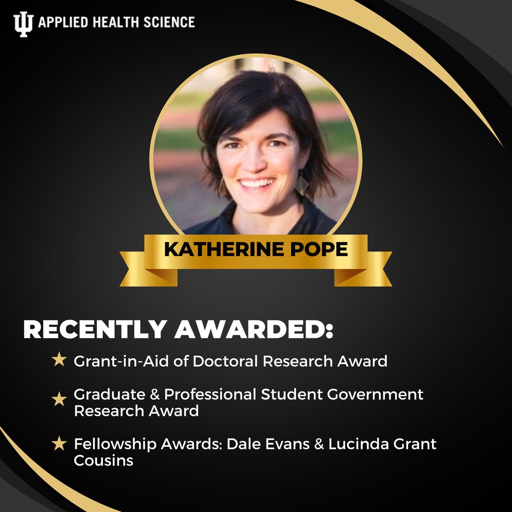 We'd like to highlight Katherine Pope, IU School of Public Health Project Manager and Researcher, on her several recent awards and grants. Congratulations Katherine, very impressive! #Grant #Research #PublicHealth