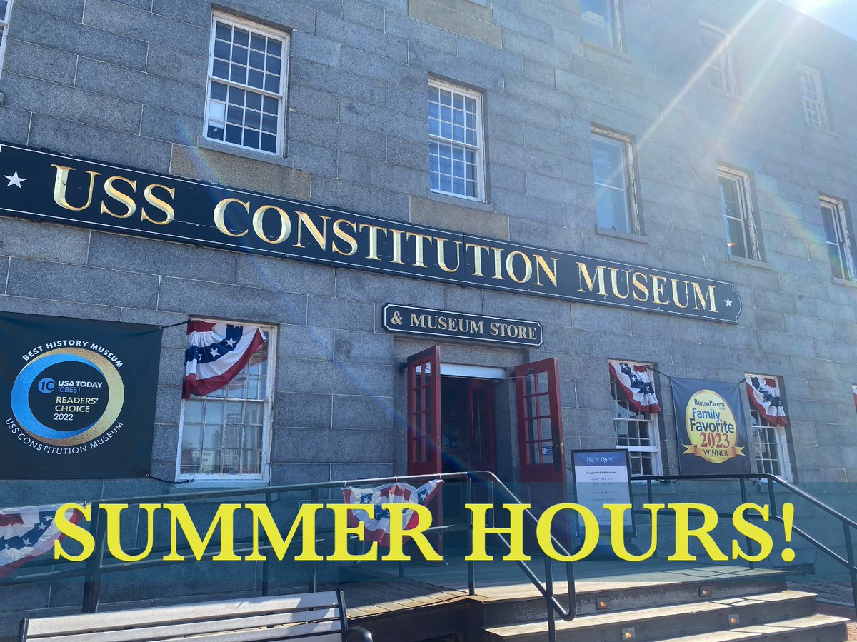 Summer begins! 👏 The Museum switches to Summer hours beginning tomorrow, May 1st. We'll be open from 9:30 am- 5:00 pm daily! Plan your visit: bit.ly/4aVJB7v ☀️ ⚓  #Boston #OldIronsides #SummerVacation