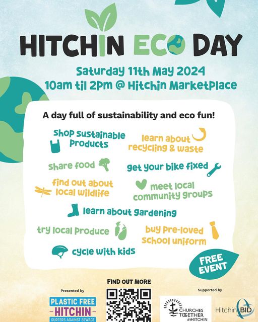 People of The Shire! 💚 Plastic Free Hitchin is hosting Hitchin Eco Day! on May 11th There will be stalls from eco groups, community groups, businesses, repairs, local produce, and lots of exciting activities for children 🌎 🌏 10am - 2pm  #Hitchin @PlasticFreeHit