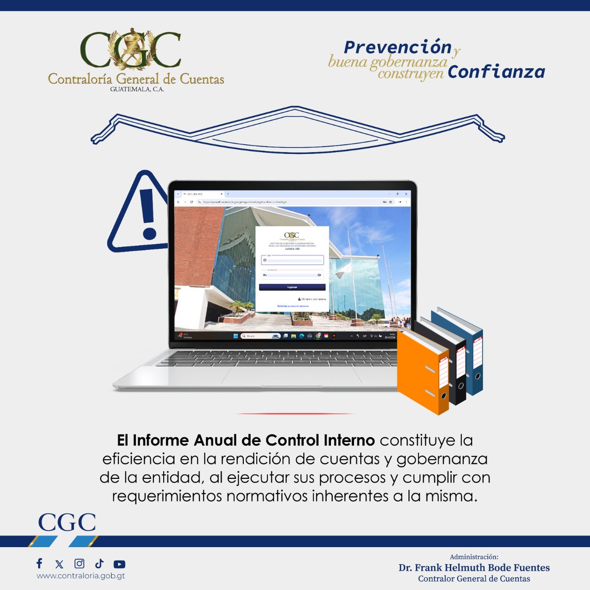 📚✅El Informe Anual de Control Interno constituye la eficiencia en la rendición de cuentas y gobernanza de la entidad, al ejecutar sus procesos y cumplir con requerimientos normativos inherentes a la misma.

#Prevención #Confianza #BuenaGobernanza