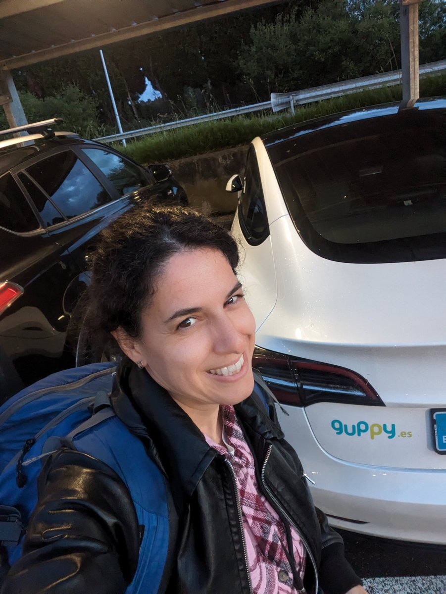 Me despido de mi Tesla con el que he conducido del centro de Xixón al aeropuerto de Asturias con la app de @guppy_es 😭 ¿para cuándo en Barcelona? 
#GSFMÁSCERCAQUENUNCA