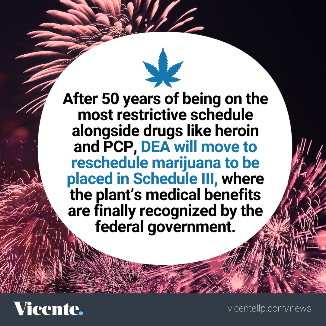 Historic day for the cannabis industry as the #DEA plans to reschedule cannabis from Schedule I to Schedule III, reflecting its medical efficacy and low abuse potential. 

Press release: ow.ly/bW4J50RsVUY 

#cannabisindustry #presidentbiden #cannabisreform