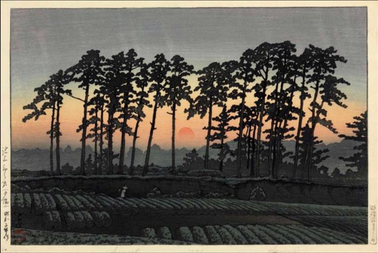 Sunset at Ichinokura, by Kawase Hasui, 1928

#shinhanga