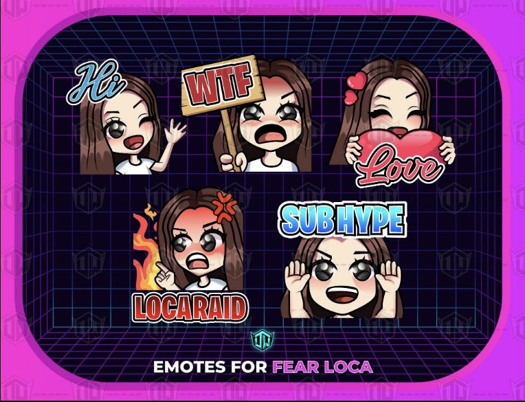 My new emotes! 😍 Can’t wait for my community to use them! Thanks to @Creativesoul_dw ! You guys should check him out if you need stuff done for your channel! 🩷