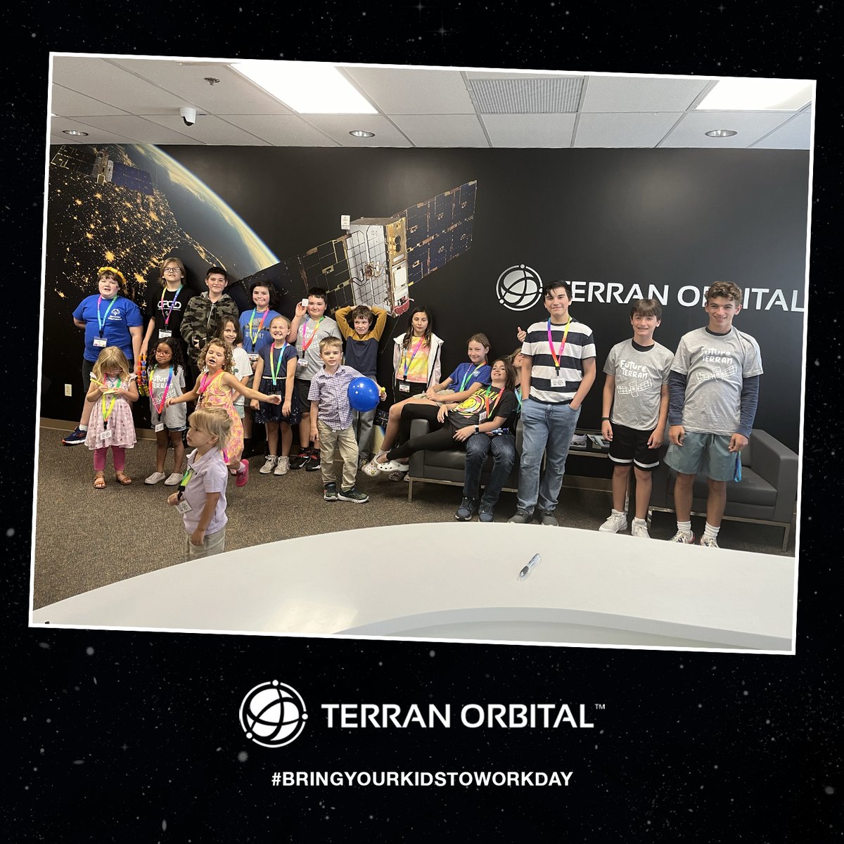 Future #Terrans in training! Terran Orbital welcomed the next generation for “Bring Your Kids to Work Day”, where young minds explored the wonders of space and had a blast with hands-on activities. #TerranOrbital #BringYourKidsToWorkDay #Kids #Future #Engineers #Space