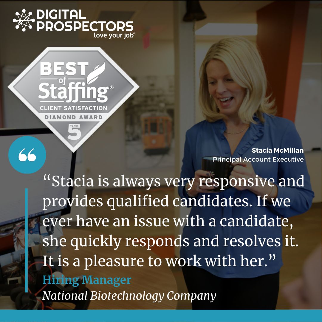 Excited to share fantastic feedback from one of our national biotechnology clients, singing praises for the amazing work Stacia McMillan does! 🙌 Our NPS® soars at an impressive 95% for client satisfaction 💼 buff.ly/3cCovmi
 
#ClientSatisfaction #loveyourjob
