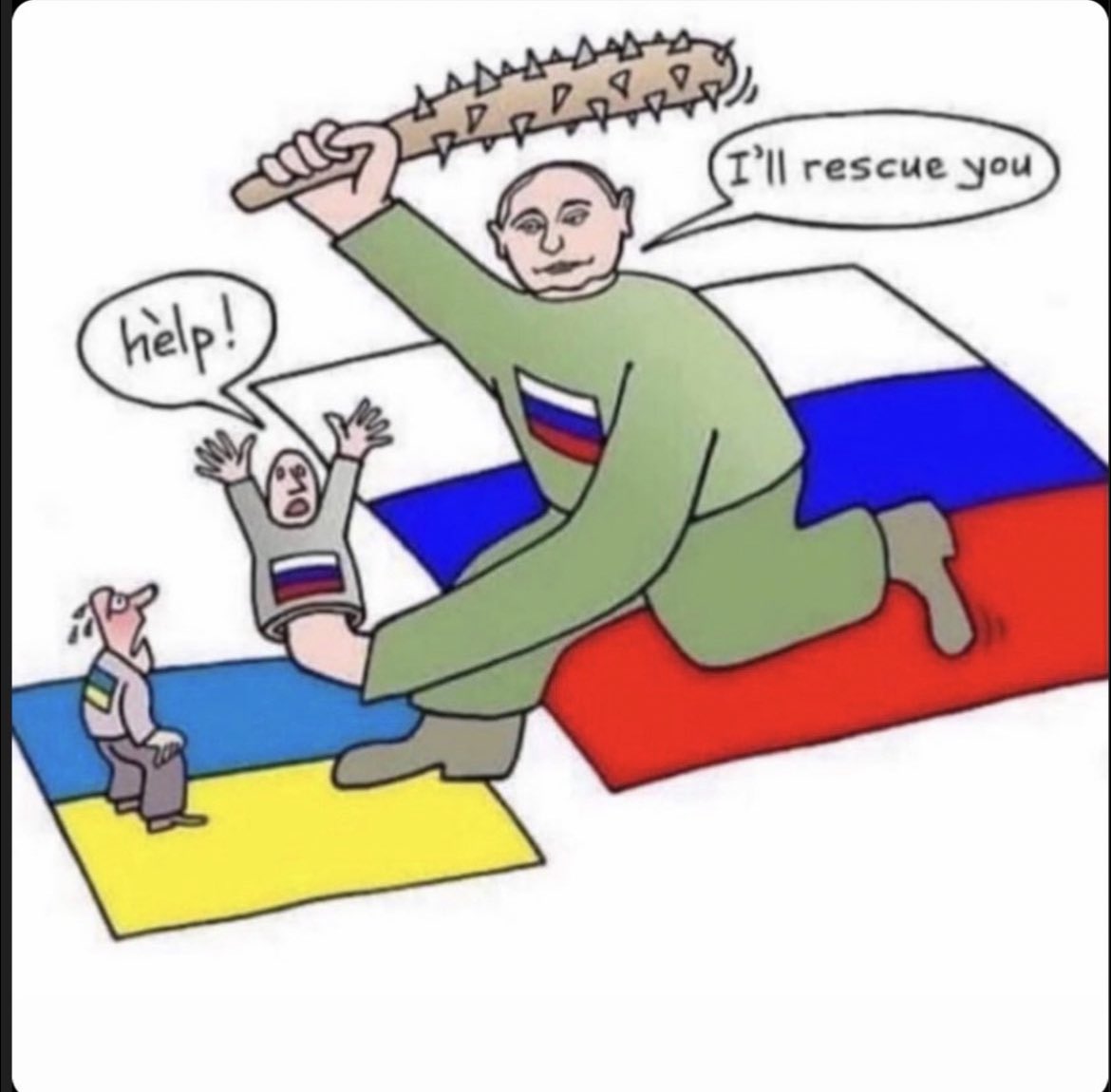 @HommeCitoyen @Montjoie62200 Tellement  confus, le 'patriote'. Il est pourtant évident que l'invasion de la Crimée n'a pas eu lieu en 2022. Mais puisqu'il a de la difficulté à lire, je vais lui simplifier ça avec la caricature qui résume tout ce qu'Evgueni Prigojine et d'autres russes ont confirmé.