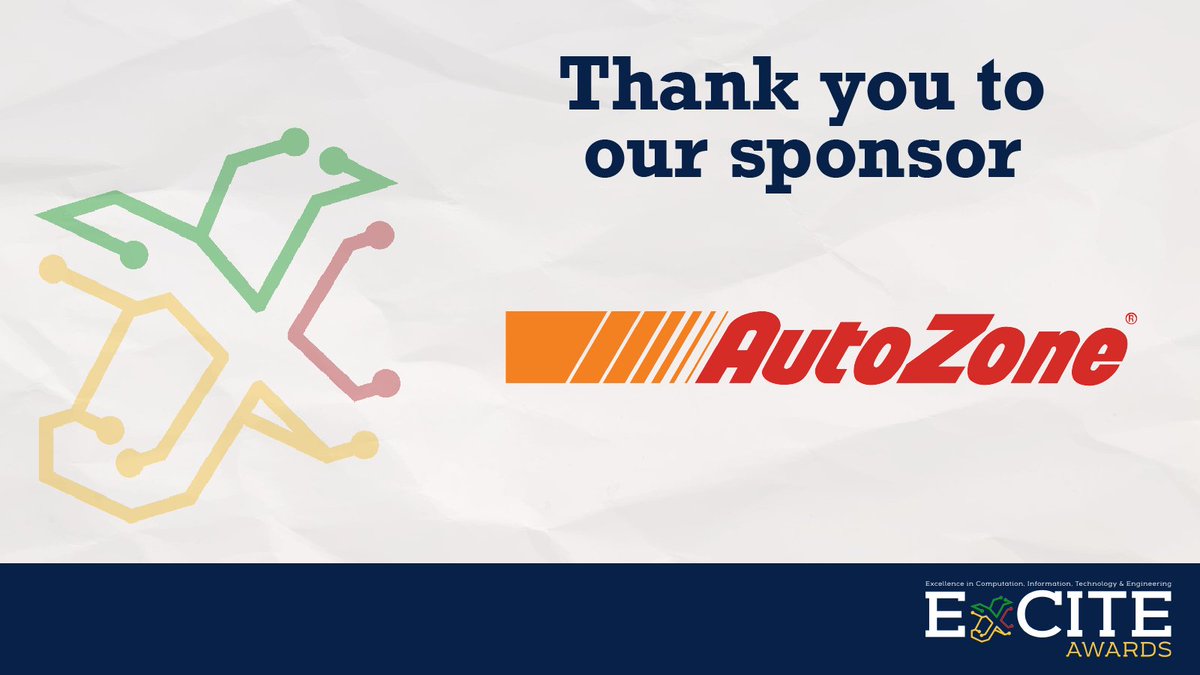 Showing appreciation to our majestic Petabyte sponsor, @AutoZone, for accelerating the dream of #ExCITEAwards! Their benevolence fuels the recognition of hard-won mastery and fuels the aspirations of tomorrow's trailblazers! Let's thrive together!
