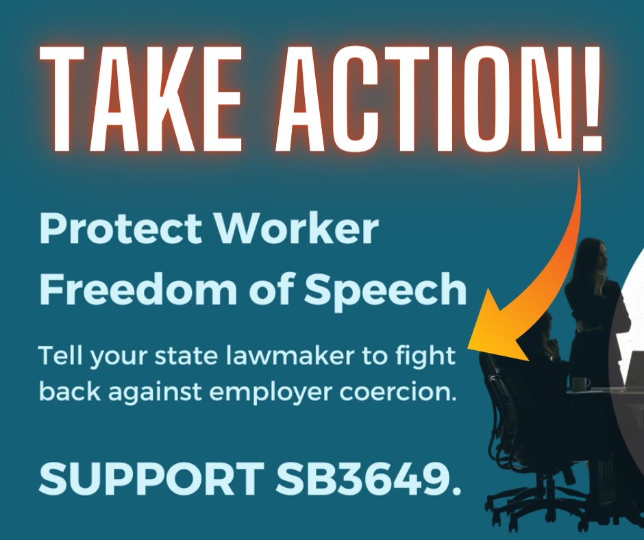 🚨TAKE ACTION to protect workers if they refuse to attend employer sponsored meetings on religious or political issues by asking your legislator to co-sponsor the Illinois Worker Freedom of Speech Act, SB3649. WRITE ✍🏼 act.aflcio.org/letters/protec… CALL 📞 act.aflcio.org/call_campaigns…