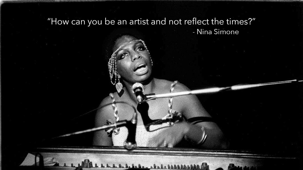 'How can you be an artist and not reflect the times?' - #NinaSimone 

(Artist > Entertainer)