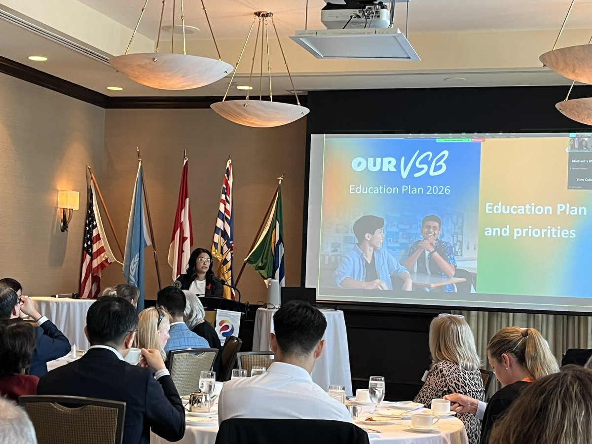 Great updates today at the @RotaryClubYVR from Victoria Jung, @VSB39 Chair. Kicking off with a shout out to Rotary for their support of local school programs. Updates include: ➡️ new locally developed courses on AI, music theory and queer/trans history ➡️ food security and…
