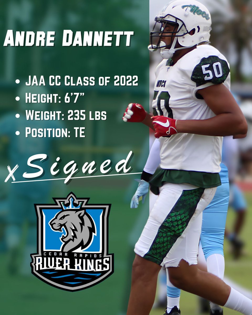 Congratulations to Andre Dannett, former TE for Jacksonville A.A. Christian College, on signing his first pro contract with the Cedar Rapids River Kings in the American Indoor Football league! After attending JAA CC in 2022 and starting for the Mocs, his hard work has paid off!