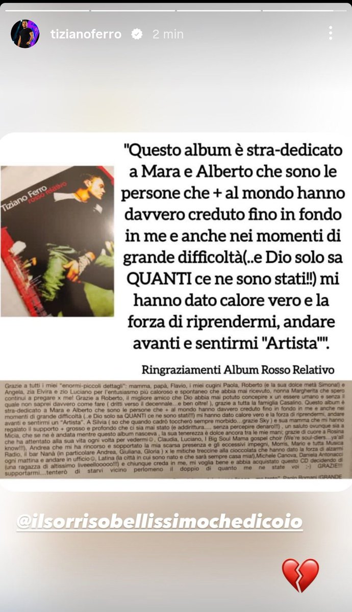 È da sempre che Tiziano ringrazia Mara e il marito come si può vedere dal suo primo album