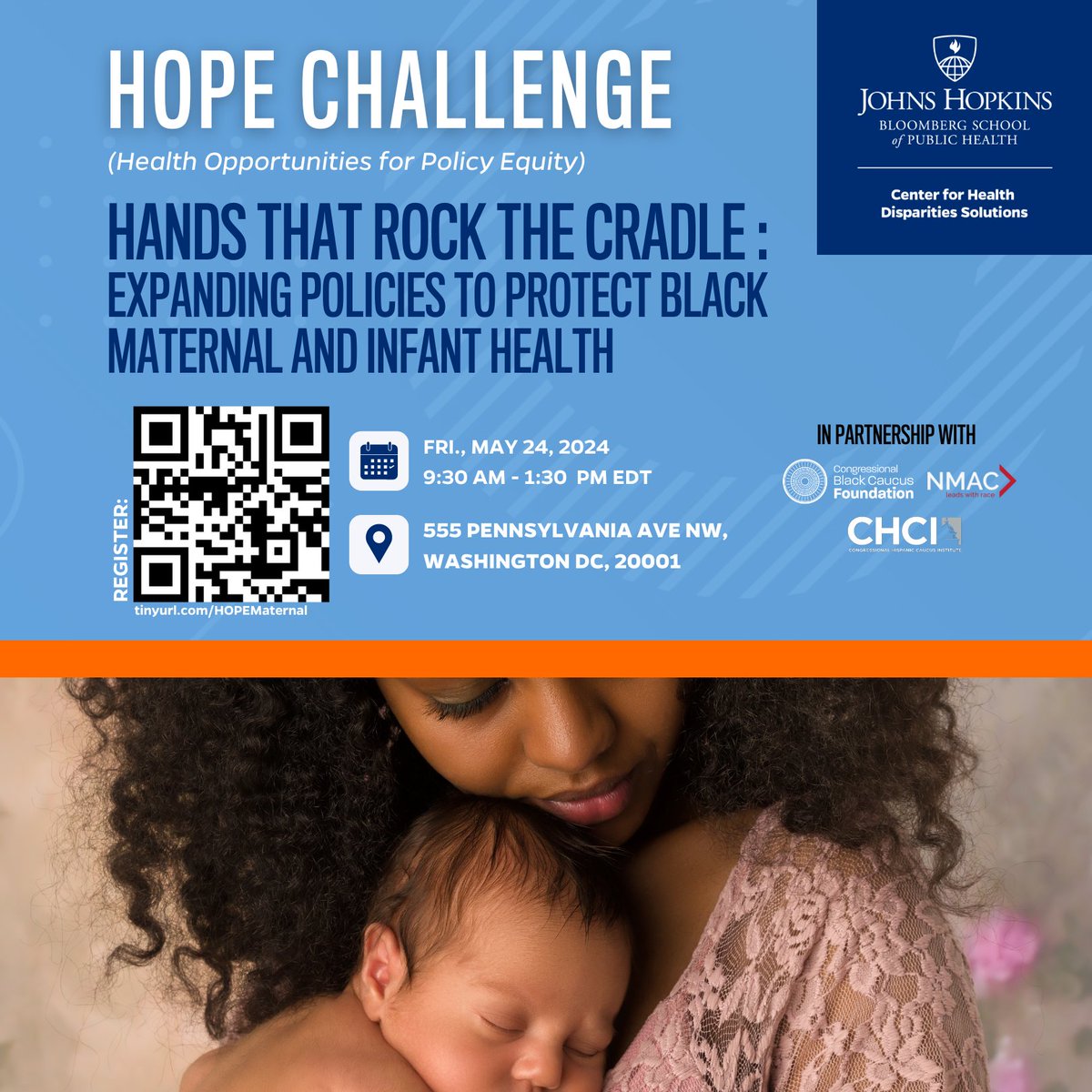 We are thrilled to announce the third edition of our HOPE Challenge Summit! Join us for a groundbreaking forum aimed at addressing significant health disparities affecting Black mothers and their infants. Register ⬇️ tinyurl.com/HOPEmaternal