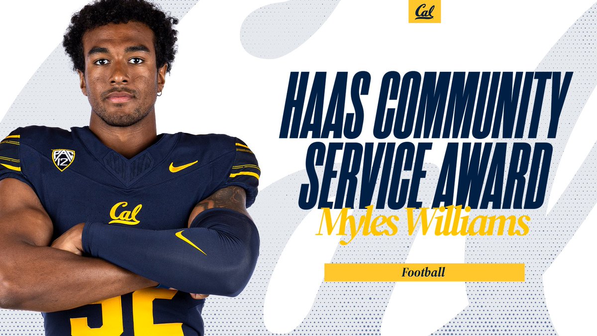Congratulations to Myles Williams, one of this year's winners of the Haas Community Service Award! Given to student-athletes who show commitment and service to the University and larger community. #GoBears