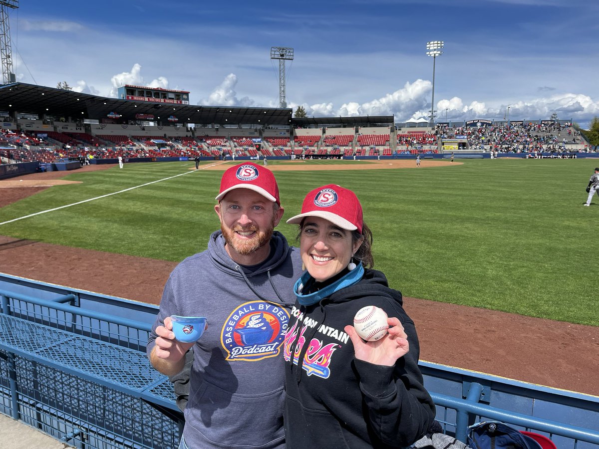 And Amy got a foul ball… Thanks @spokaneindians for a great day at the ballpark!