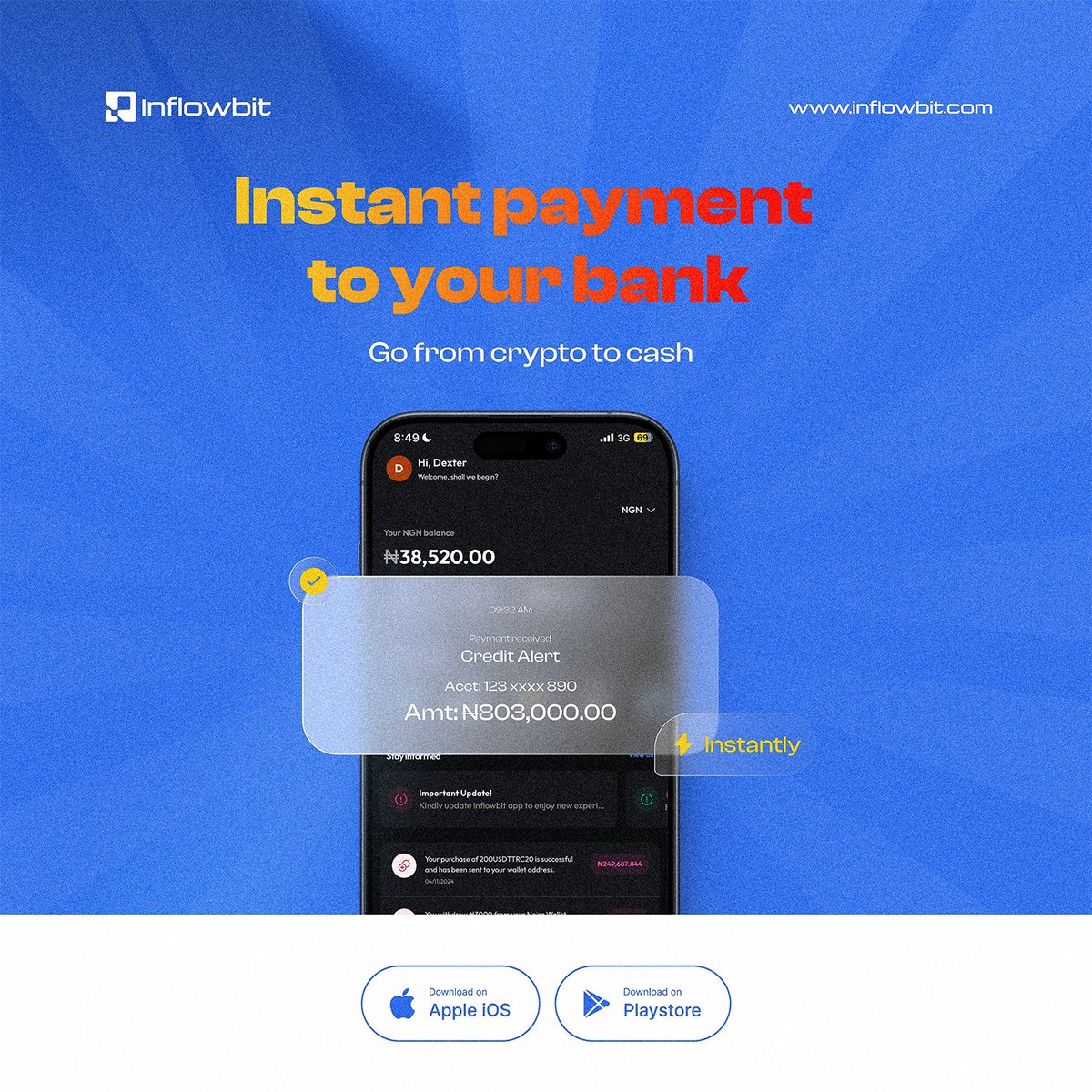 InflowBit's tweet image. Free Cash For You!
When you download InflowBit App and sign up you claim your sign up bonus ✅

Saves your crypto from going down by auto converting to USDT which is equivalent to US Dollar ✅

Buy &amp;amp; Sell Crypto with bank transfer or Debit/Credit Card ✅