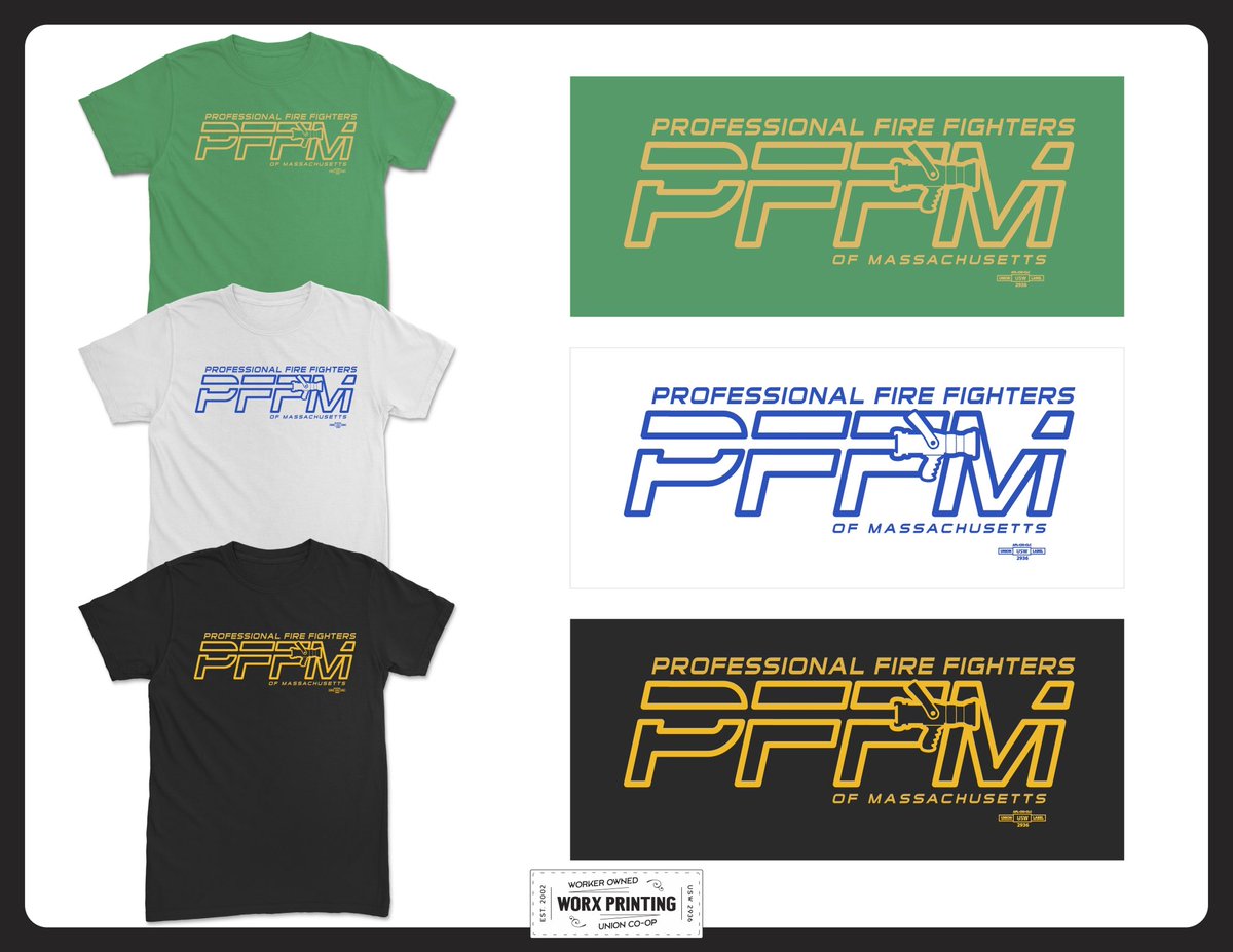 The PFFM is proud to partner with @WorXPrinting, an employee-owned union print shop in Worcester, and open a PFFM 'Swag Shop.' All proceeds from these USA Made t-shirt sales will benefit the PFFM Foundation! shop.worxprinting.coop/collections/pf…