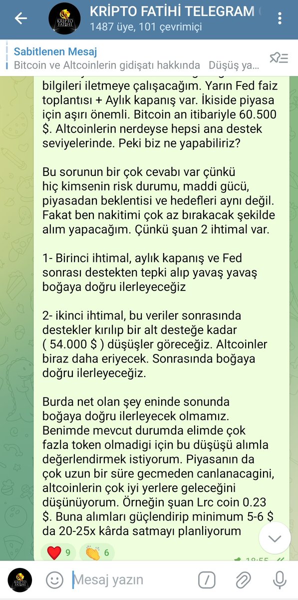 Beni bilen bilir. Tam 4-5 yıldır ücretsiz bir şekilde telegram kanalımda paylaşımlar yapıyorum. Bu süreçte beni yalnız bırakmayan herkese sonsuz teşekkür ederim ❤️

Bugün inşallah tarihi bir SS i paylaşıyor olurum. Portföyümüzde neler yaşanacak göreceğiz ⏳