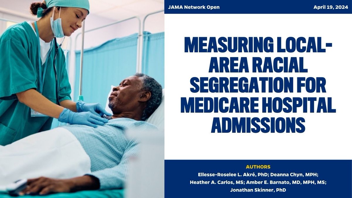 A new study, co-authored by HPM Assistant Professor @AkreEllesse, suggests that a strong degree of hospital segregation is still occurring in US hospitals even when controlling for residential segregation. Click here to learn more: publichealth.jhu.edu/2024/study-fin…