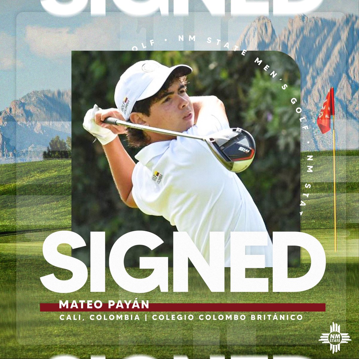 NMStateMGolf's tweet photo. Welcome to the squad, Mateo!😎 Can't wait to get to work!💪

#AggieUp https://t.co/Y4gdcT5A9o