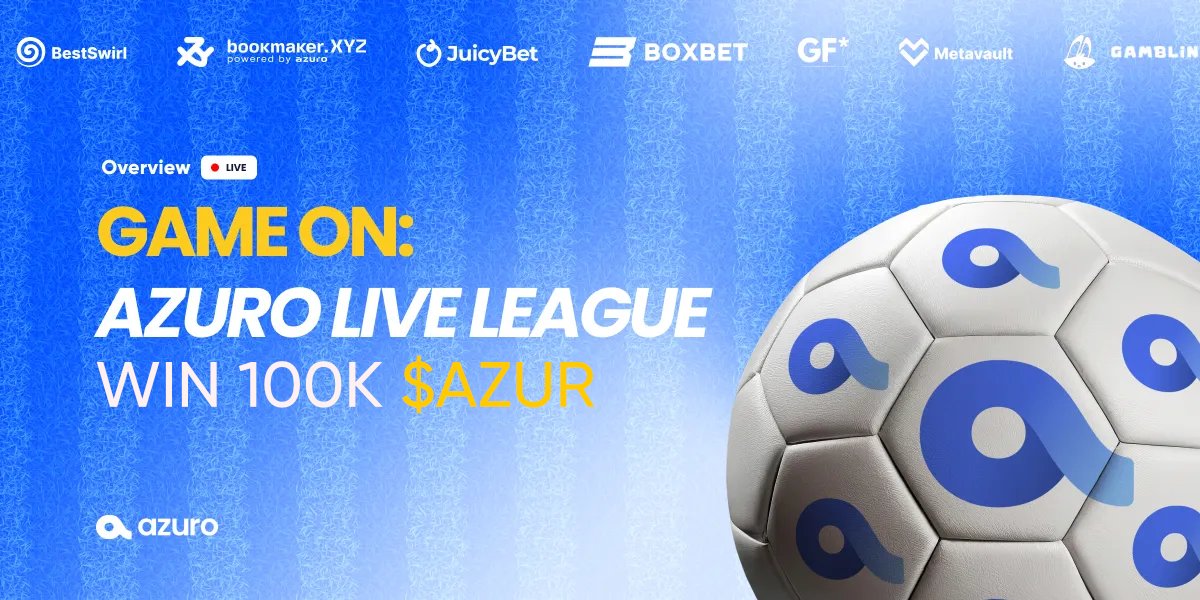🌊Game On: Azuro Live League is Here! - 100K $AZUR Prize Pool🌊

Compete in our live betting league, conquer social and onchain quests, and aim for a share of the 100,000 $AZUR prize pool!

Step up your game—Join the league today!

Get started: league.azuro.org