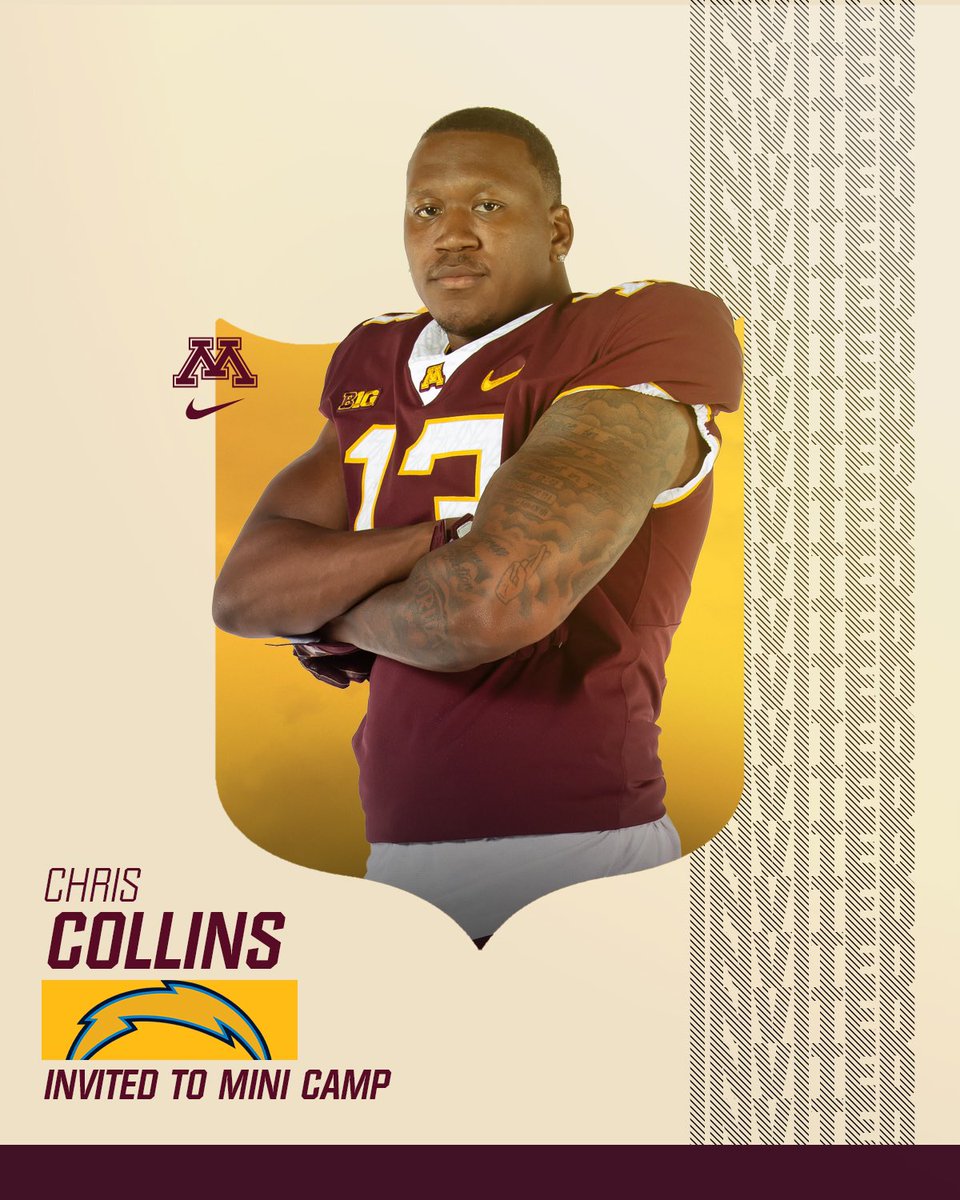 Chris Collins has earned an invite to the LA Chargers rookie mini camp! #Gophers x @chargers