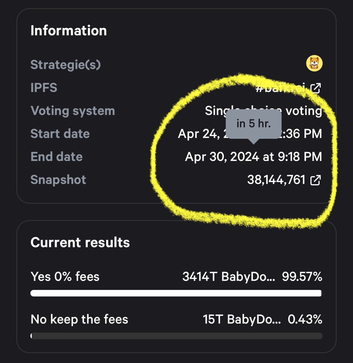 #BabyDoge proposal to reduce tax from 10% to 0% ends in 5 hours.

MAKE SURE YOU VOTE!!!

#BabyDogeCoin