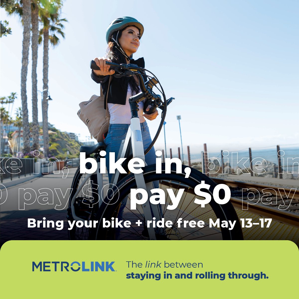 BIKE WEEK is coming! Want to try a new trail? Or perhaps a more eco-friendly commute? Ride Metrolink FREE when you board with your bike, May 13-17.   

#takethetrain #bikeweek #nationalbikemonth #bikemonth #biketoworkweek