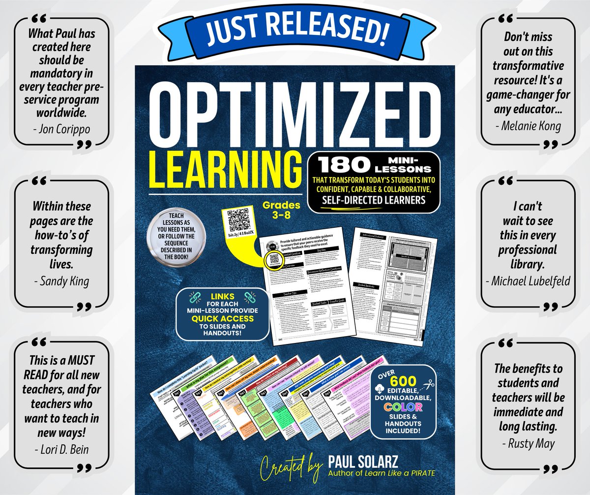 JUST PUBLISHED!!!

My newest book, 'Optimized Learning' is now available on Amazon: bit.ly/OptLearn - Please repost & share!

#LIUEedtech #teacherrecharge #teacherwellbeing #pauseponderpersist #TeacherAppreciationWeek #TeacherAppreciation #DigCit #SEL #suptchat #MIEExpert