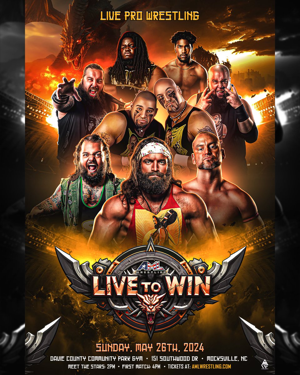 🚨AML Wrestling presents Live To Win Featuring Special Guests fka Elias, fka Hornswoggle & Arn Anderson. Also appearing: The Headbangers and AJ Francis fka Top Dolla 🎟 on sale 4/30 at 8pm amlwrestling.com/tickets 5/26/24 #Mocksville, NC Meet Stars at 2pm First Match at 4pm