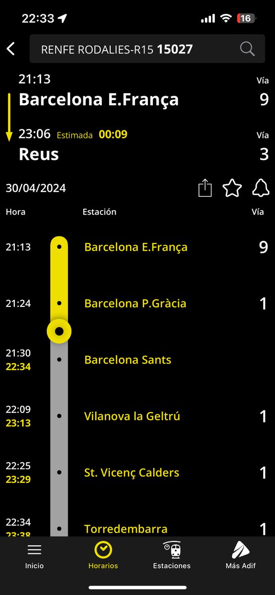 ❗️L’últim tren direcció a Reus surt amb una hora de retard⌚️L’angoixa de pensar que el tren no sortirà i que no podràs arribar a casa. Usuaris que arribaran passada la mitjanit.