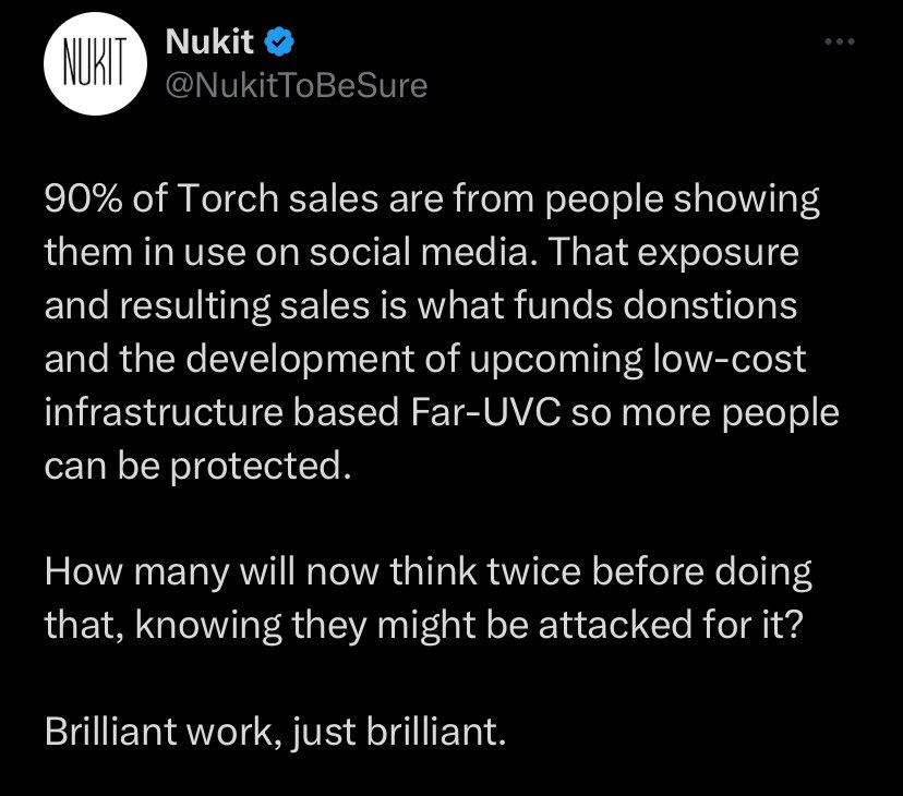 I would have still recommended the UVC torches despite that man using them in a privileged way. it's still a good product. I think people are more likely to avoid buying from you after seeing you aggressively lash out at people on social media who *weren't even criticizing you*.