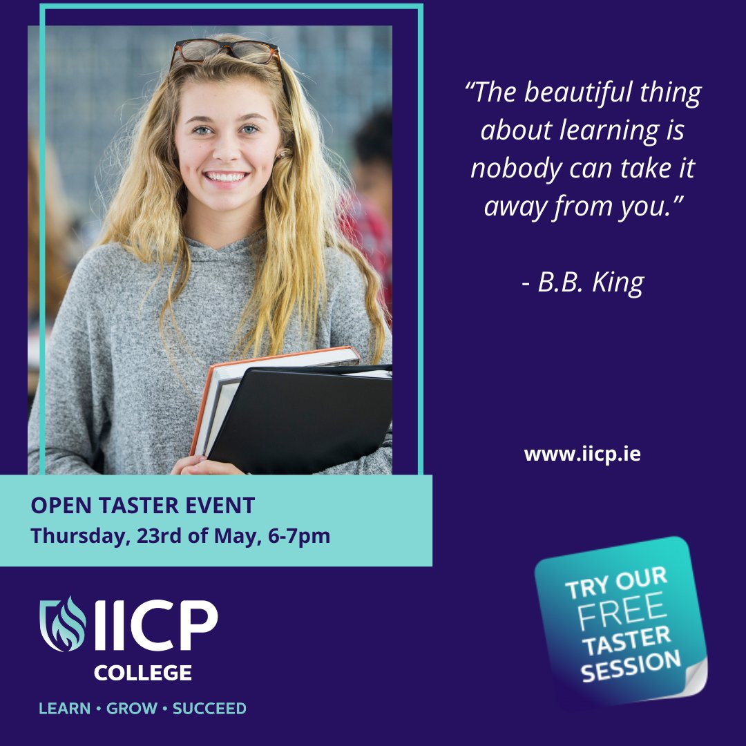 Free Online Taster Event Join us on Thursday the 23rd of May, 6pm-7pm. 🎉 Attendees can avail of our special Taster offer 🎉 Visit linktr.ee/iicpcollege to register, link in bio. #counsellingcourse #therapycourse #education #degree #college #BSc #learn