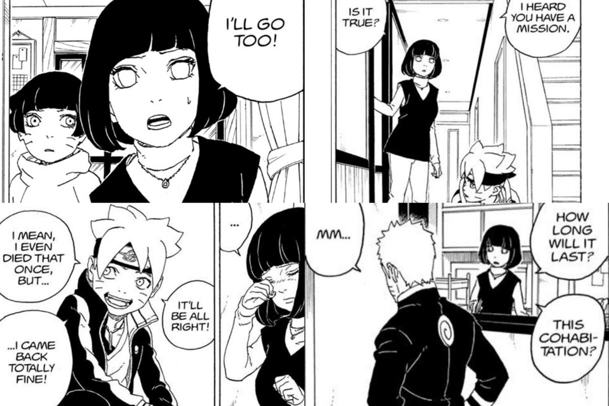 Im glad it is shown Hinata does know what is going on in the story.
She is one of the few people in the manga who knows what is happening with Boruto and Kawaki.
She knows about the cohabitation mission so she's heard about Eida, Daemon and Code.
Naruto keeps her up to date.