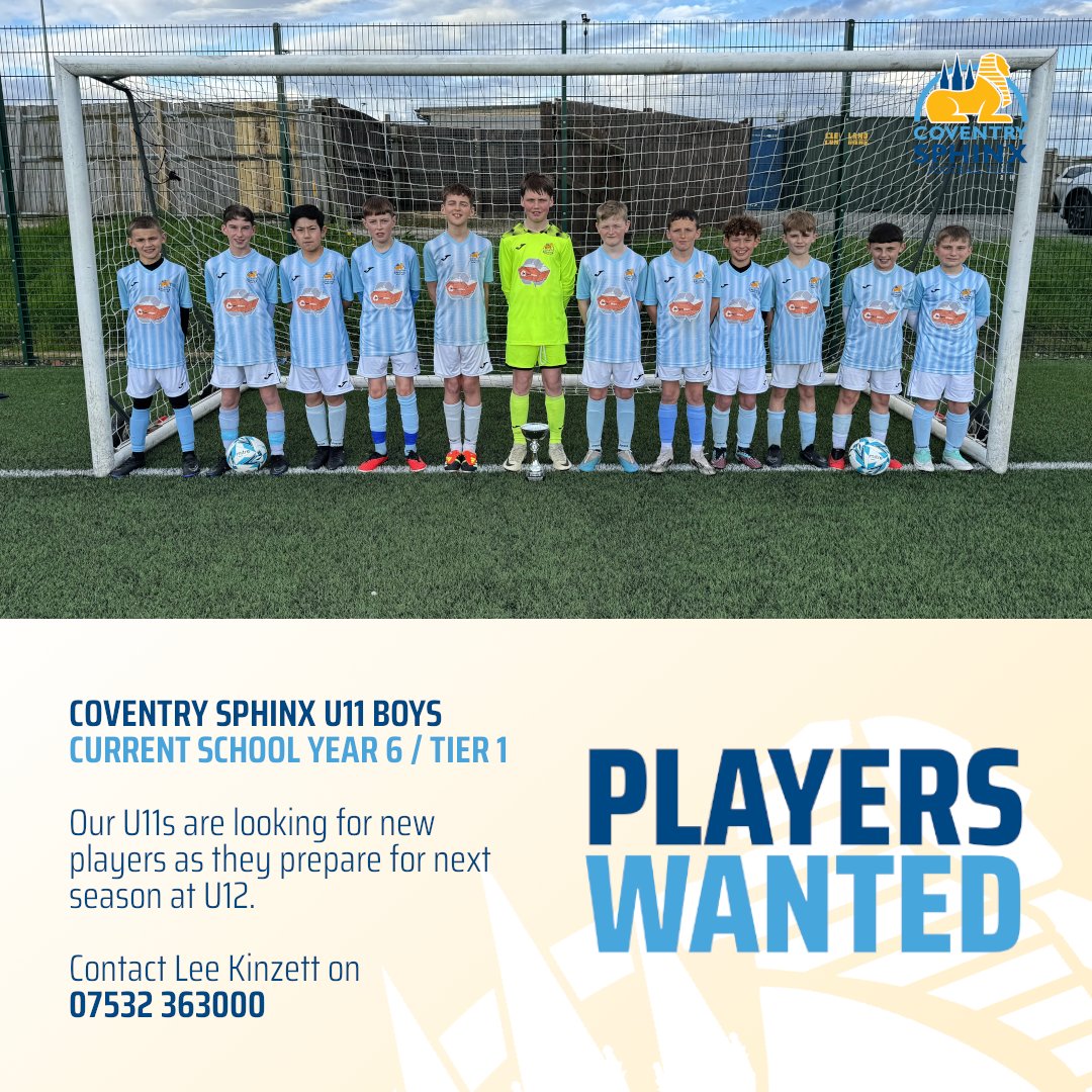 Our U11 Boys team is looking for new players ahead of their U12 season. Get in touch with Lee if you're looking for a place for your son.