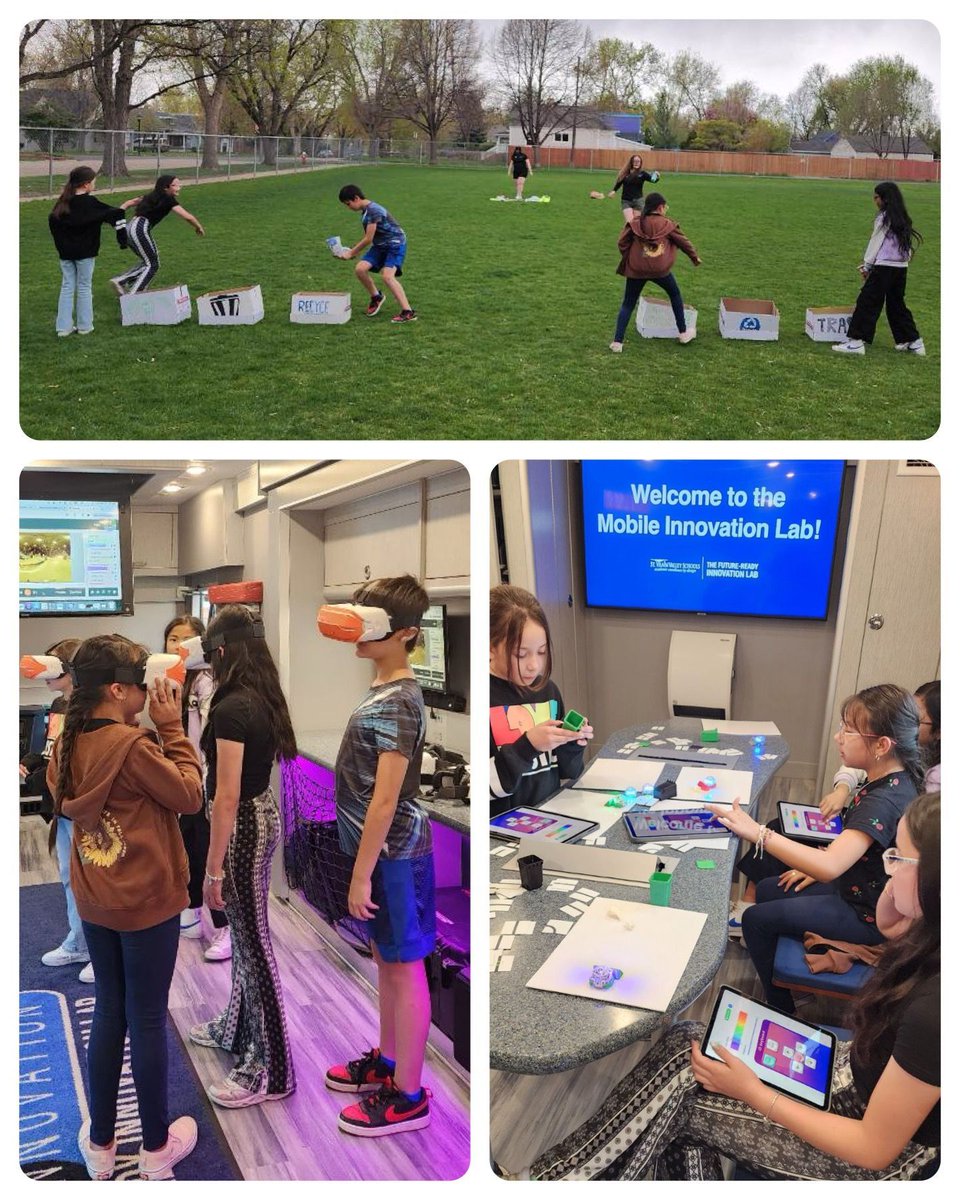 Columbine Green Team separated recycling, trash, & compost with Ozobots, had a virtual trip to a recycling center, & raced in a recycle relay. Thanks to the SVVSD Mobile Innovation Lab for making it possible! @KarlaAllenbach #SkylineCommunityStrong #StVrainStorm @SVPriorityPrgms