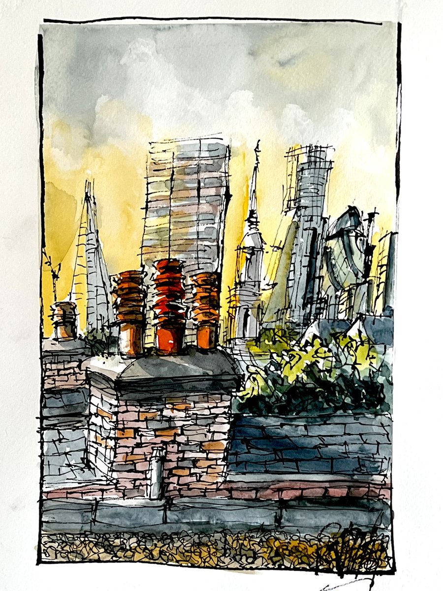 London roof tops Pen and watercolour