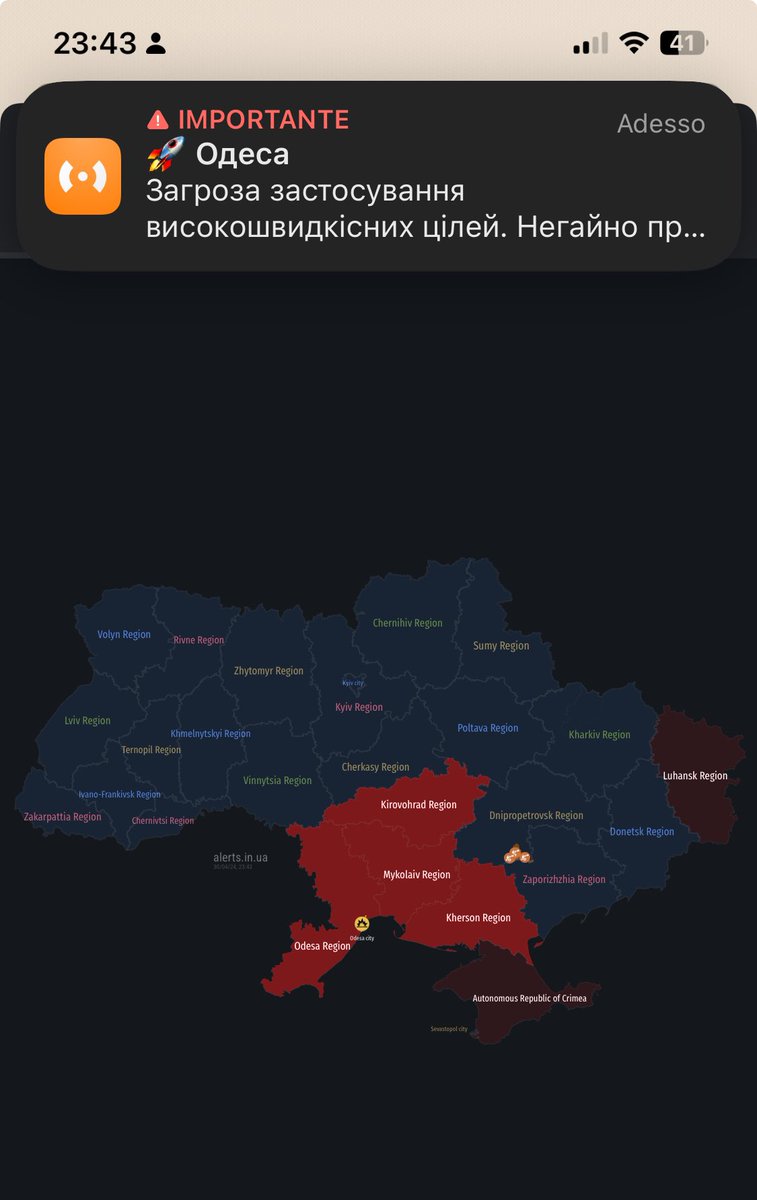 Allarme Elevatissimo a Odesa in questo momento, sono segnalati altri 🚀🇷🇺sulla città . Nel cielo di Odesa si è alzata una colonna densa di fumo.